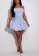 Women's Strapless Striped Slim High Waist Bubble Dress