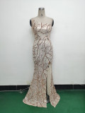 Women One Shoulder Beaded Sequin Embroidery Formal Party Prom Wedding Evening Dress