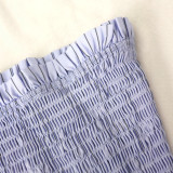Women's Strapless Striped Slim High Waist Bubble Dress