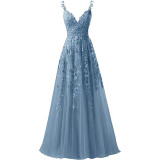 Women suspender tulle lace applique party ball evening dress（Processing time need 3-6 days）