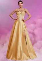 Women's Elegant Sexy Strapless Formal Bridesmaid Cocktail Evening Dress