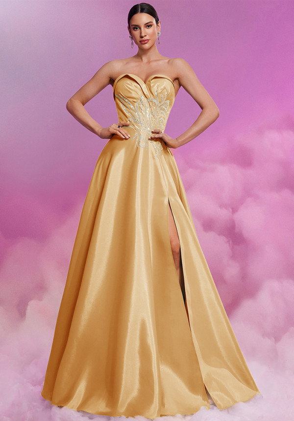 Women's Elegant Sexy Strapless Formal Bridesmaid Cocktail Evening Dress
