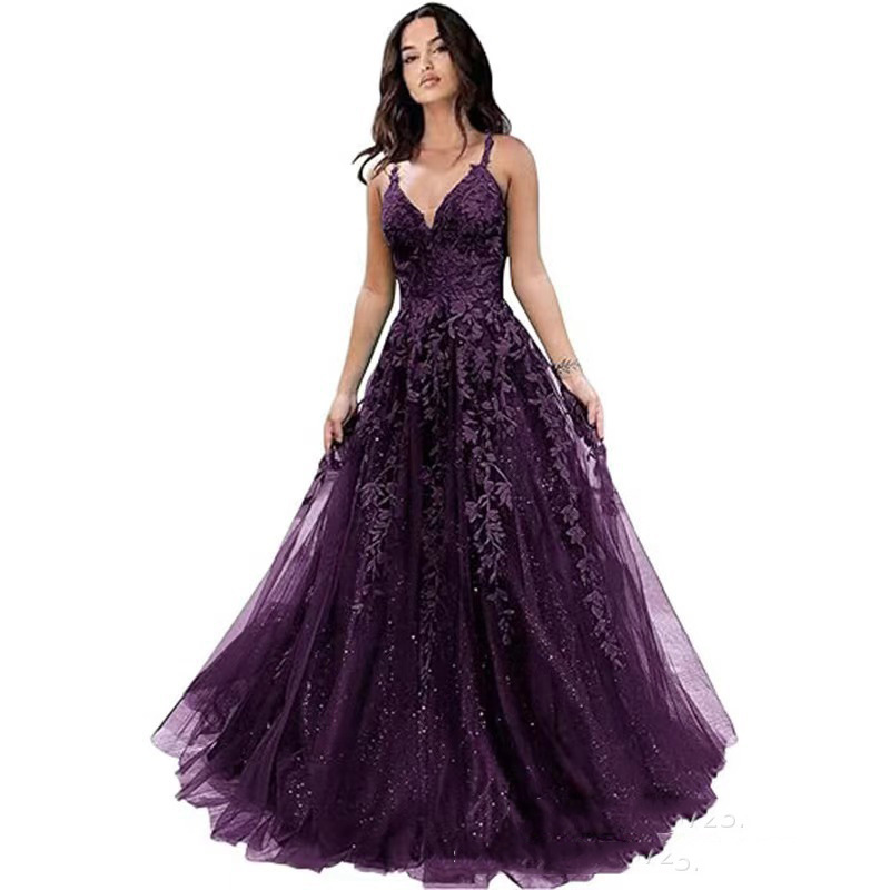 Women ball lace applique dress(Processing time need 3-6 days)