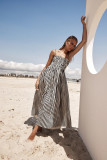 Women's Spring/Summer Striped Elastic Sexy Pocket Strap Loose Casual Dress