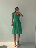 Women's Spring/Summer Chic V-Neck Single Breasted Midi Dress