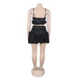 Women Off-Shoulder Suspender Top and Skirt Two-Piece Set