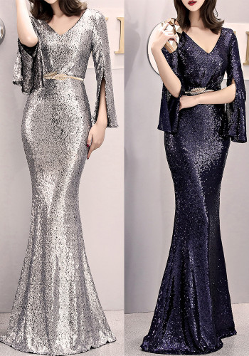 Women Formal Party Elegant Sexy Sequin Fishtail Evening Dress