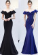 Women Red Off Shoulder Fishtail Evening Dress