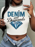 Women Street Print Crop Top T-Shirt