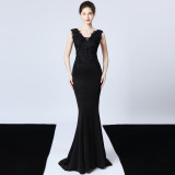 Women Beaded Fishtail Evening Dress