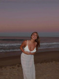 Women Summer Halter Neck Lace-Up Sexy Backless Lace Lace Strap Beach Cover-up