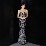 Women Sequined Skirt Ball Party Evening Dress