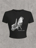 Women Street Print Crop Top T-Shirt