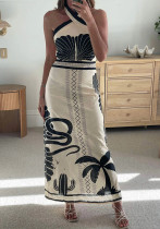 Women Summer Sexy Halter Neck Lace Maxi Dress