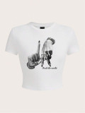 Women Street Print Crop Top T-Shirt
