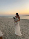 Women Summer Halter Neck Lace-Up Sexy Backless Lace Lace Strap Beach Cover-up