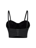 Women Strapless Corset Spider Web Beaded Strap Fitted Fishbone Corset