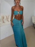 Women Lace Jacquard Holidays Beach Swimsuit Two Piece Set