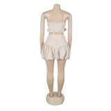 Women Off-Shoulder Suspender Top and Skirt Two-Piece Set
