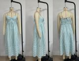 Women Summer V-Neck Striped Strap Dress