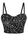 Women Strapless Corset Spider Web Beaded Strap Fitted Fishbone Corset