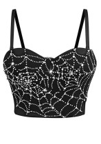 Women Strapless Corset Spider Web Beaded Strap Fitted Fishbone Corset Women Strapless Corset Spider Web Beaded Strap Fitted Fishbone Corset