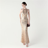 Sequin Mesh Slim Sexy Mermaid Evening Dress Dinner Party Gown