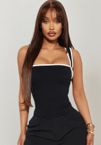 Solid Color Strap Contrast Slim Vest Sexy Summer Women’s Top Solid Color Strap Contrast Slim Vest Sexy Summer Women’s Top