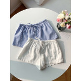Summer Drawstring Solid Color Shorts Women’s Casual Wear