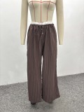 Plus Size High Waist Striped Shirt Trousers African Trendy Two Piece Set