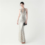 Sequin Mesh Slim Sexy Mermaid Evening Dress Dinner Party Gown