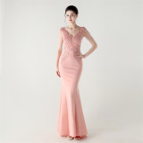 Beaded Lace Formal Party Dress Wedding Slim Mermaid Evening Gown