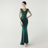 Beaded Lace Formal Party Dress Wedding Slim Mermaid Evening Gown