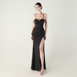 Fishbone Strap Slim Waist Fishtail Evening Dress Sexy Formal Party Gown
