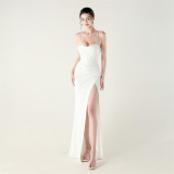 Fishbone Strap Slim Waist Fishtail Evening Dress Sexy Formal Party Gown