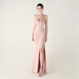 Fishbone Strap Slim Waist Fishtail Evening Dress Sexy Formal Party Gown