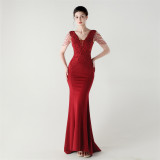 Beaded Lace Formal Party Dress Wedding Slim Mermaid Evening Gown