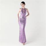 Sequin Mesh Slim Sexy Mermaid Evening Dress Dinner Party Gown
