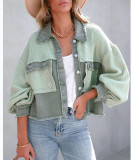 Autumn Winter Waffle Patchwork Casual Fashion Jacket