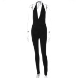 Summer V-neck Halter Neck Sexy Low Back Sports Slim Jumpsuit Women
