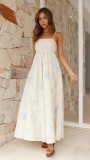 Summer Fashion Print Backless Hollow Strap Dress