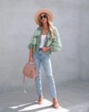 Autumn Winter Waffle Patchwork Casual Fashion Jacket