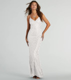 Women's Fashionable Sexy Strap Sequin Long Dress