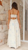 Summer Fashion Print Backless Hollow Strap Dress