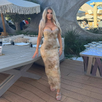 Women Spring Sexy Print Lace Strap Dress Women Spring Sexy Print Lace Strap Dress