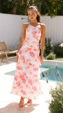 Women Summer One-shoulder strap print dress