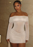 Women Semi-transparent Flash Off Shoulder Sexy Off Shoulder Dress