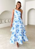 Women Summer One-shoulder strap print dress