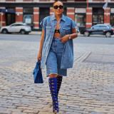 Women Casual Denim sleeveless jacket