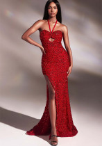 Women Elegant Sexy Strapless Slit Dinner Dance Maxi Dress Women Elegant Sexy Strapless Slit Dinner Dance Maxi Dress